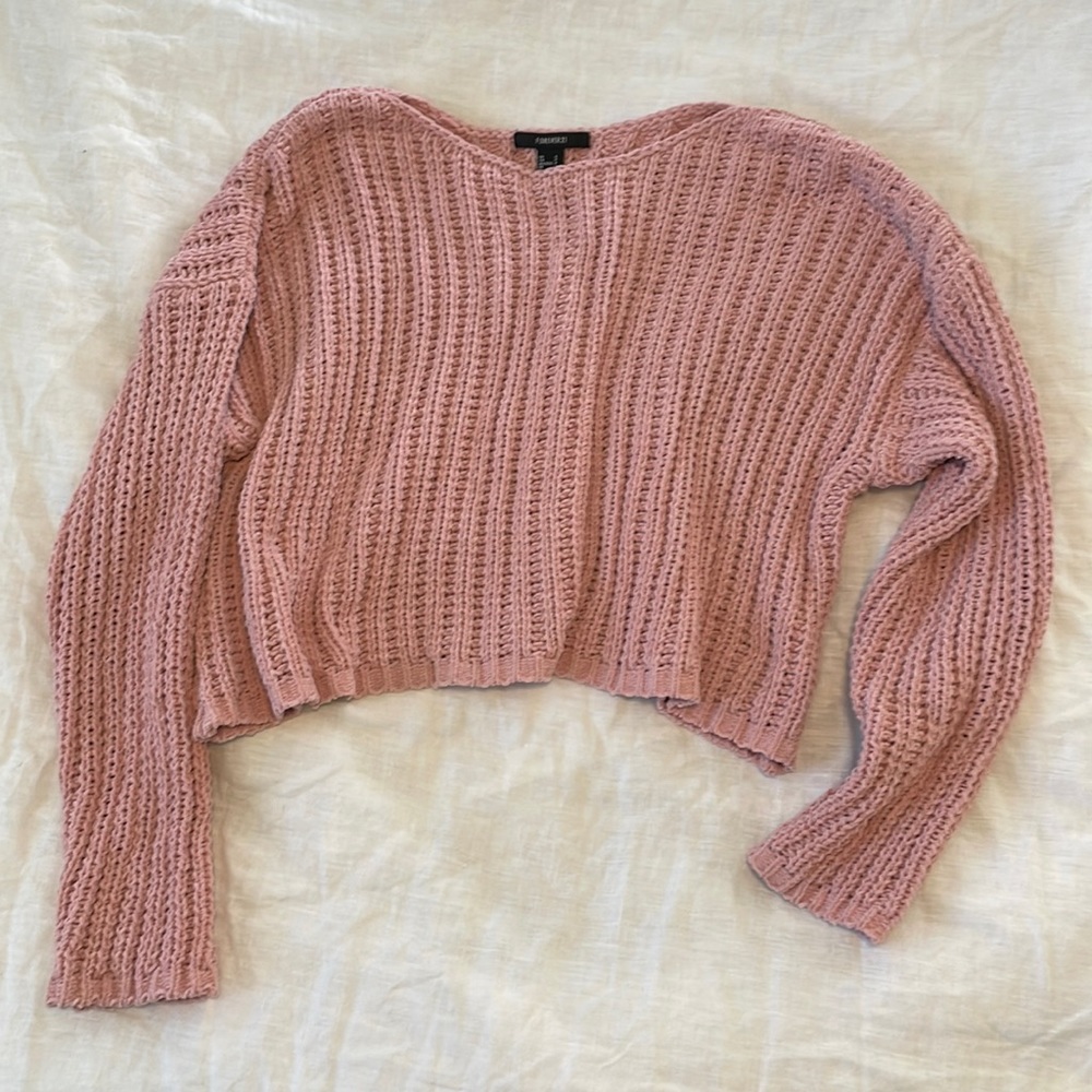 Forever 21 S Cropped Pink Sweater